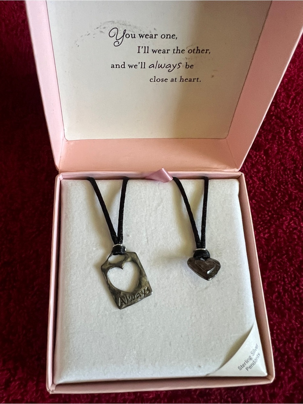 Hallmark sterling silver matching couple or friendship necklace set